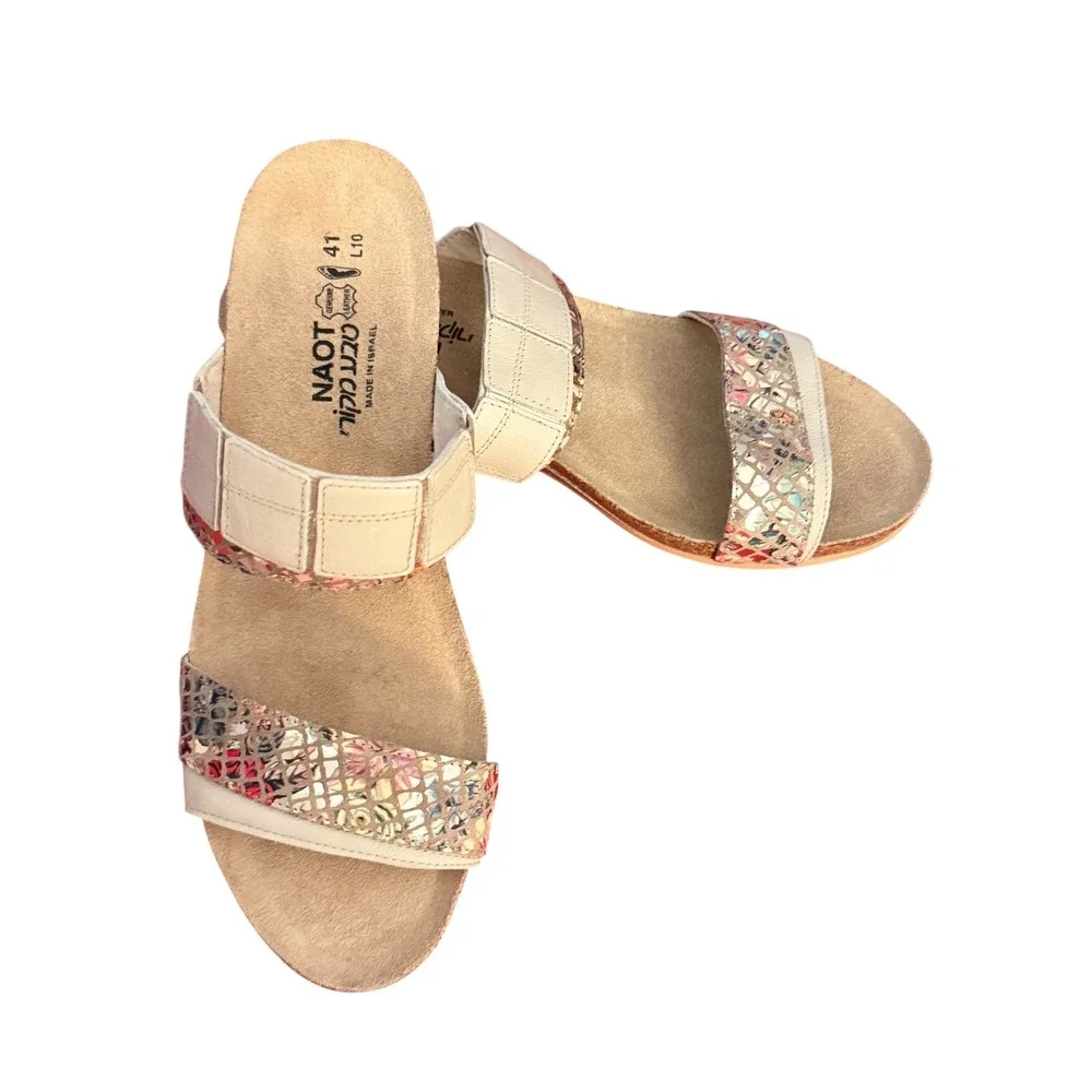 Naot Women Mosaic Metallic Leather Slide Sandals Size 41 L10 NWOB - Picture 4 of 6